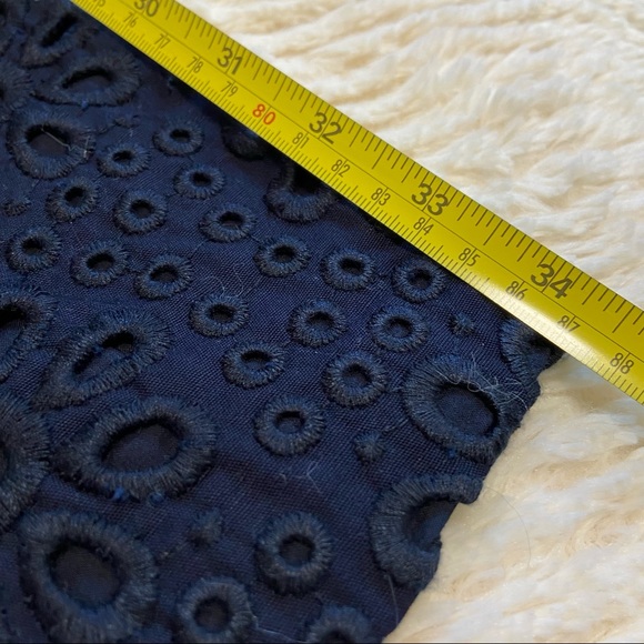 J CREW BNWT Navy Blue Cafe Capri Pinwheel Eyelet Lace Cropped Ankle Pants - Picture 10 of 11